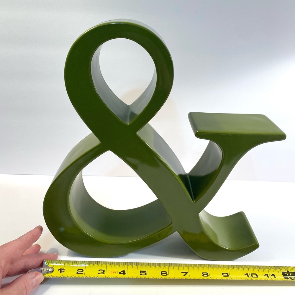 Pottery Barn Large Green Ampersand & Symbol Art Statue Shelf Decor Gallery Wall - Picture 7 of 14